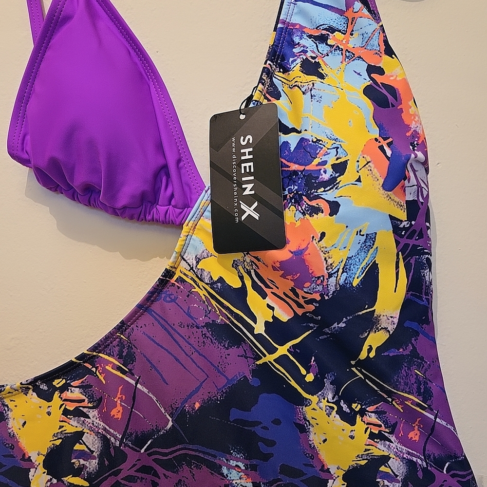 Colorful Abstract One-Piece Swimsuit - Picture 6 of 8